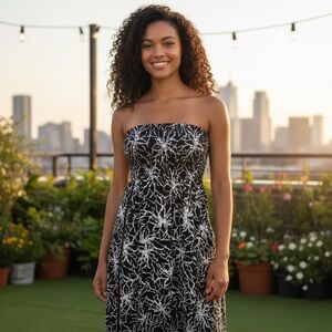 Vintage Abstract Figure Flattering Deadstock Summer Dress Sundress Vacay NWT